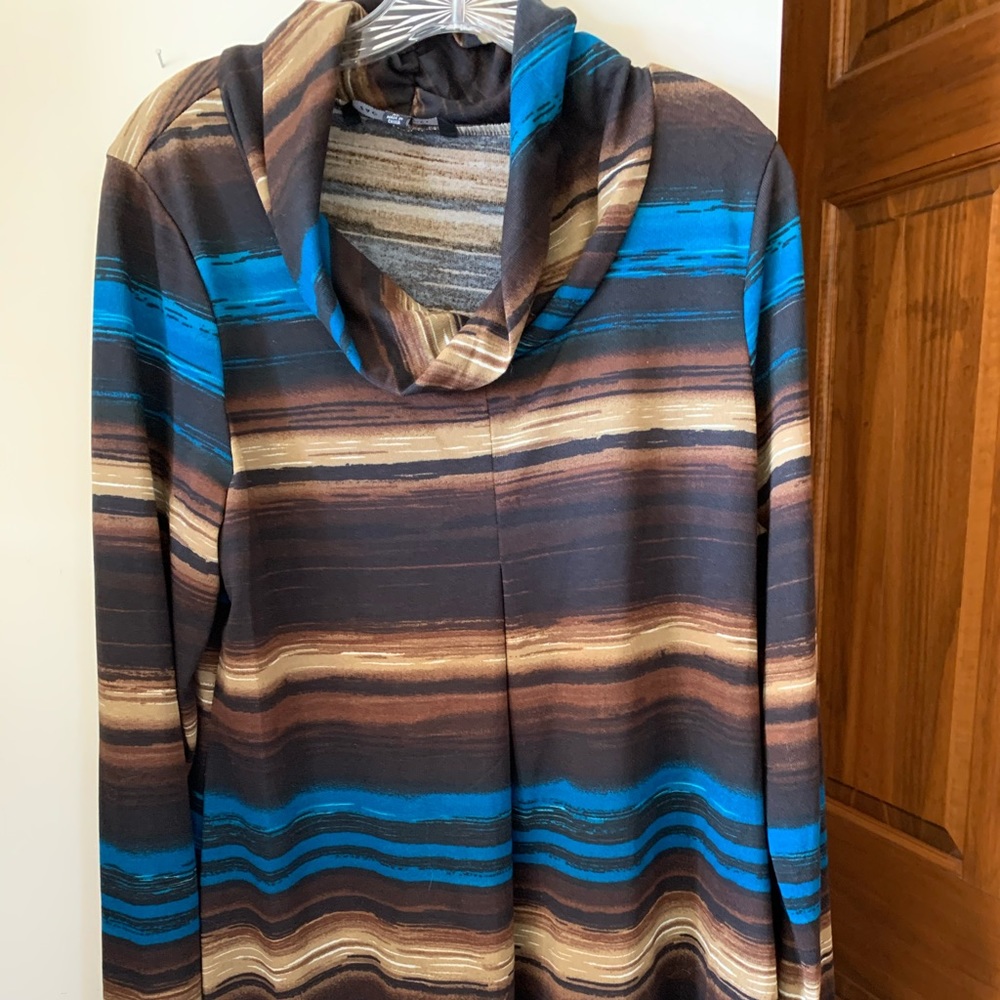 Ladies Top Teal/Brown
